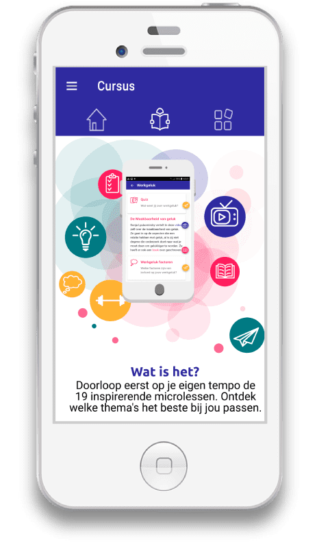 Werkgeluk App PlanHR - intro Screenshot Werkgeluk App - intro scherm